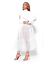Load image into Gallery viewer, About my business- Button up long sleeve white tulle shirt - Khoris Kloset