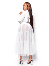 Load image into Gallery viewer, About my business- Button up long sleeve white tulle shirt - Khoris Kloset