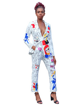 Load image into Gallery viewer, Creative Masterpiece- White two piece pant suit - Khoris Kloset