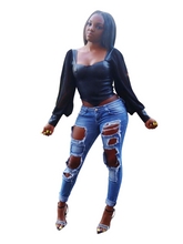 Load image into Gallery viewer, unapologetically feminine- Corset top with sheer sleeves - Khoris Kloset