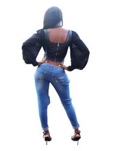 Load image into Gallery viewer, unapologetically feminine- Corset top with sheer sleeves - Khoris Kloset