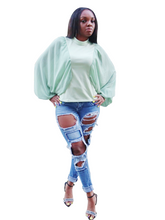 Load image into Gallery viewer, Business as usual- Batwing chiffon sleeve top - Khoris Kloset