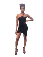 Load image into Gallery viewer, Time to strut- Asymmetrical black dress - Khoris Kloset
