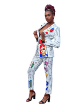 Load image into Gallery viewer, Creative Masterpiece- White two piece pant suit - Khoris Kloset
