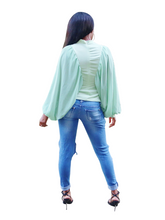 Load image into Gallery viewer, Business as usual- Batwing chiffon sleeve top - Khoris Kloset
